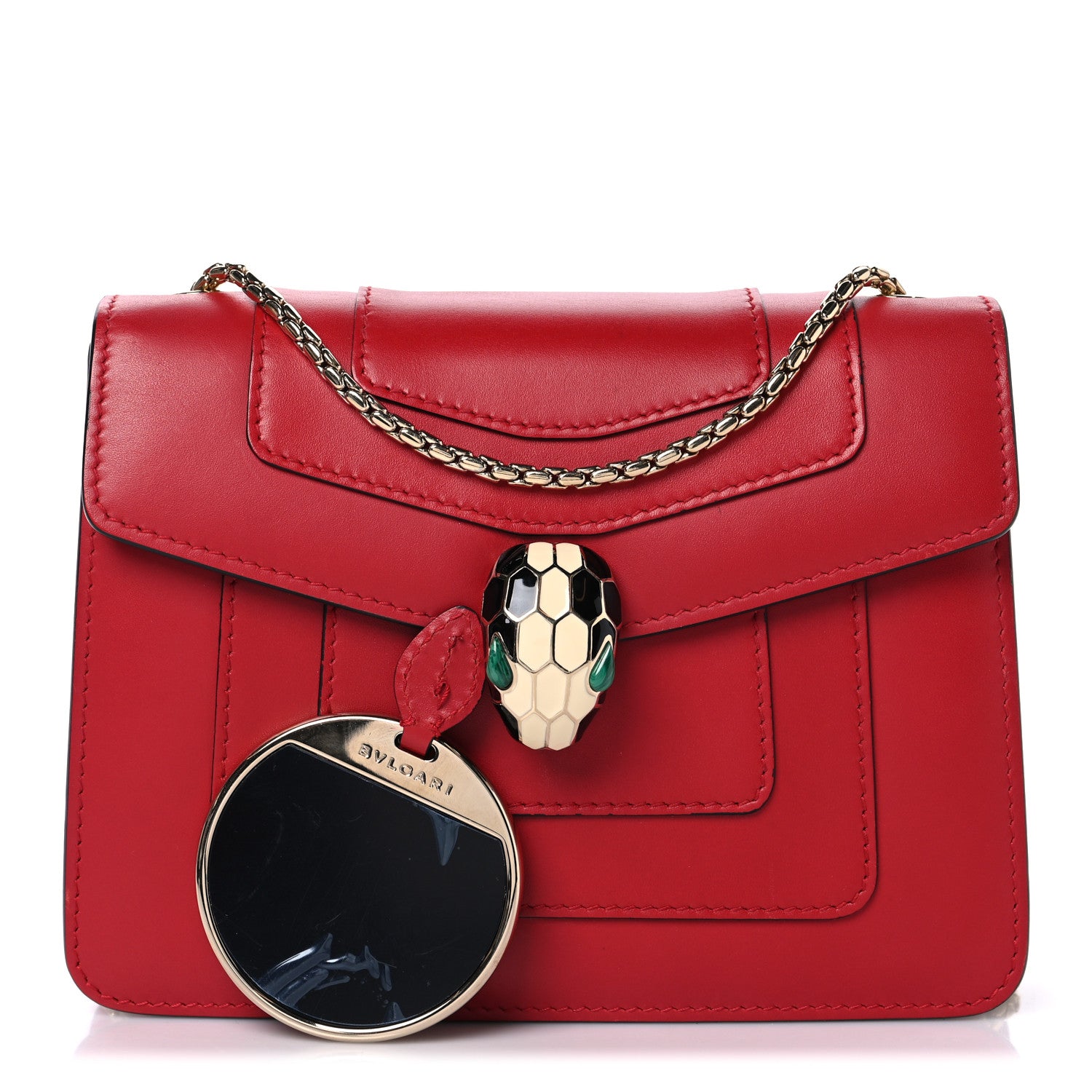 Bulgari Calfskin Small Serpenti Forever Snake Strap Crossbody Bag Red 3 of 10