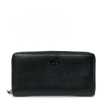 Gucci Dollar Calfskin Monochrome GG Marmont Zip Around Wallet Black 1 of 9