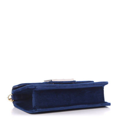 Gucci Velvet Crystal Square G Shoulder Bag Cobalt Blue 4 of 10