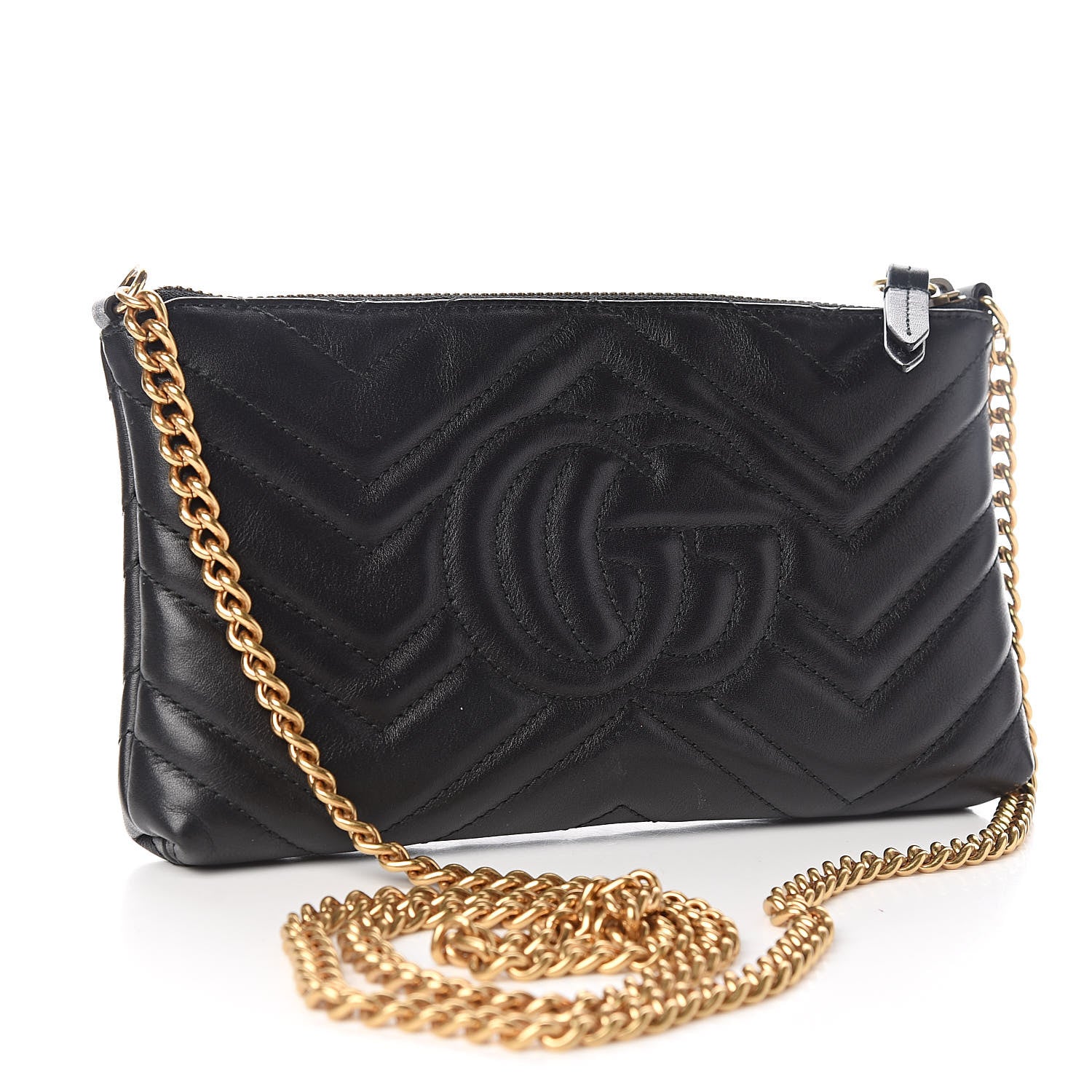 Gucci Calfskin Matelasse Mini GG Marmont Chain Bag Black 3 of 12