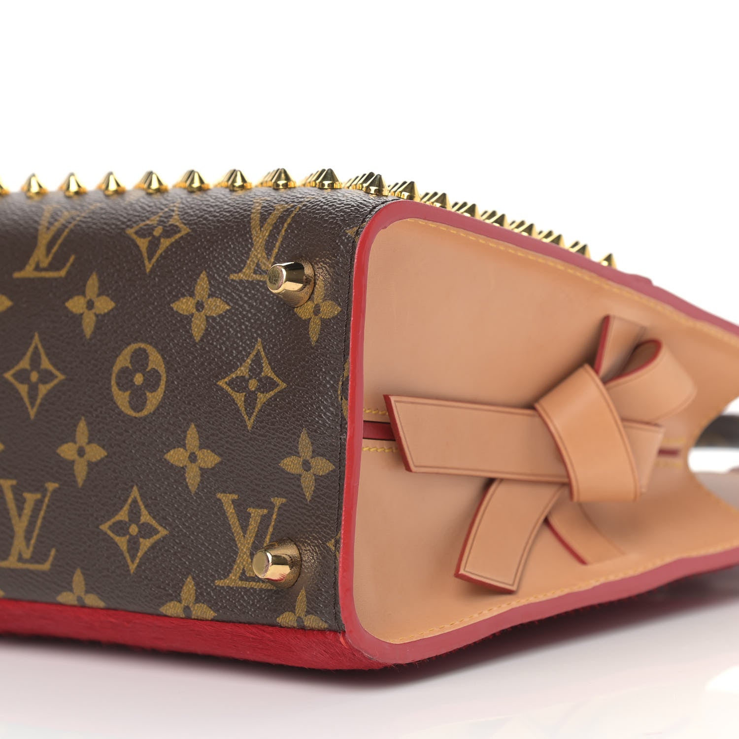 Louis Vuitton Monogram Calf Hair Spikes Iconoclasts Christian Louboutin Tote Red 9 of 16
