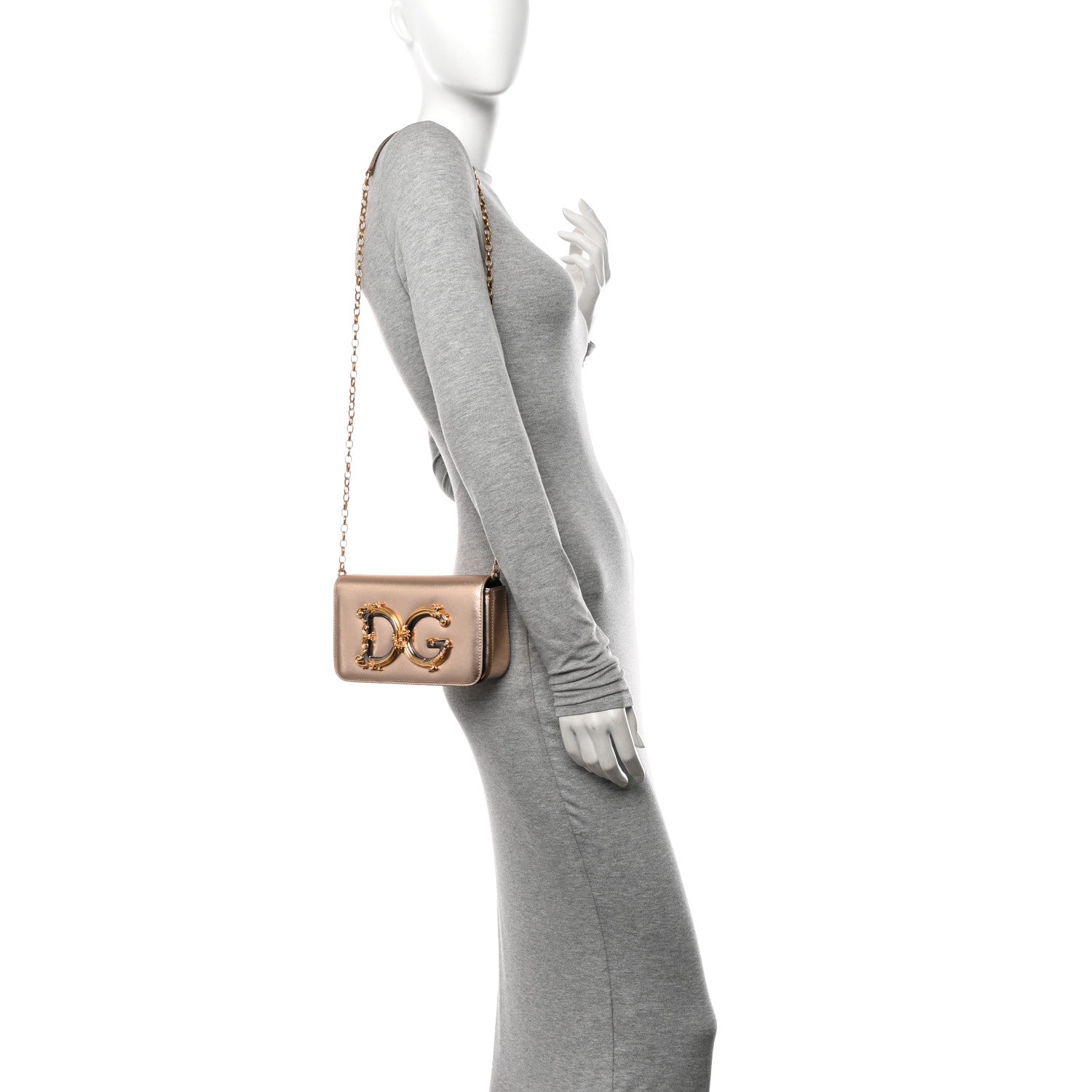 Dolce & Gabbana Metallic Nappa Mini DG Girls Shoulder Bag Pink 2 of 15