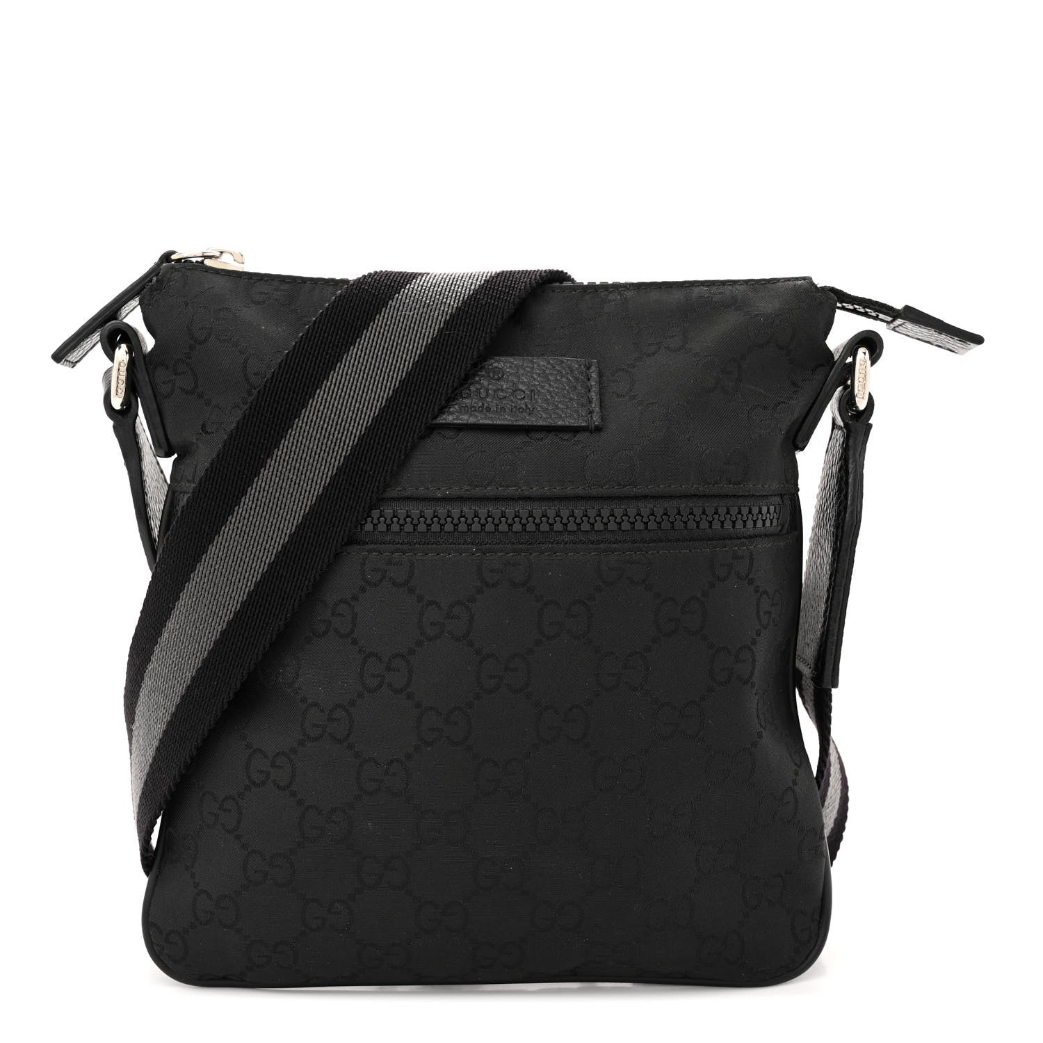 Gucci Nylon Monogram Mini Flat Messenger Bag Black 1 of 10
