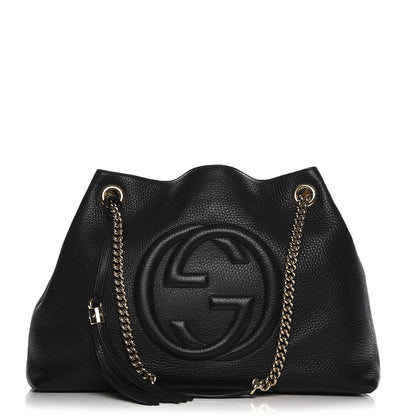Gucci Pebbled Calfskin Medium Soho Chain Shoulder Bag Black 1 of 7
