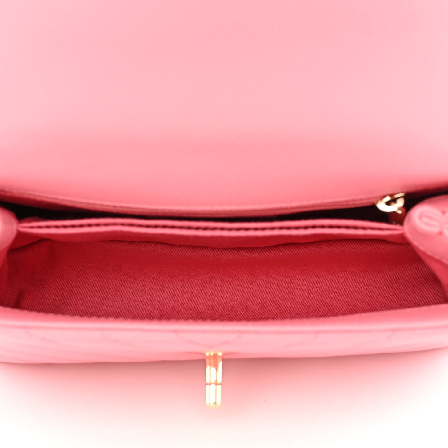 Caviar Chevron Quilted Mini Coco Handle Flap Pink
