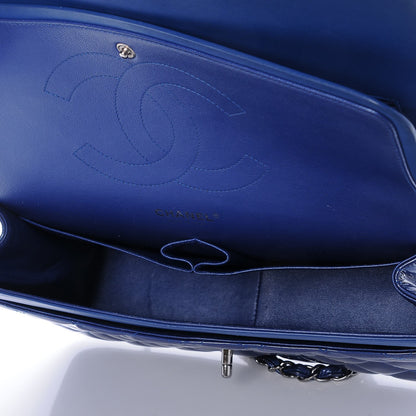 Chanel Patent Quilted Jumbo Double Flap Blue 6 of 9