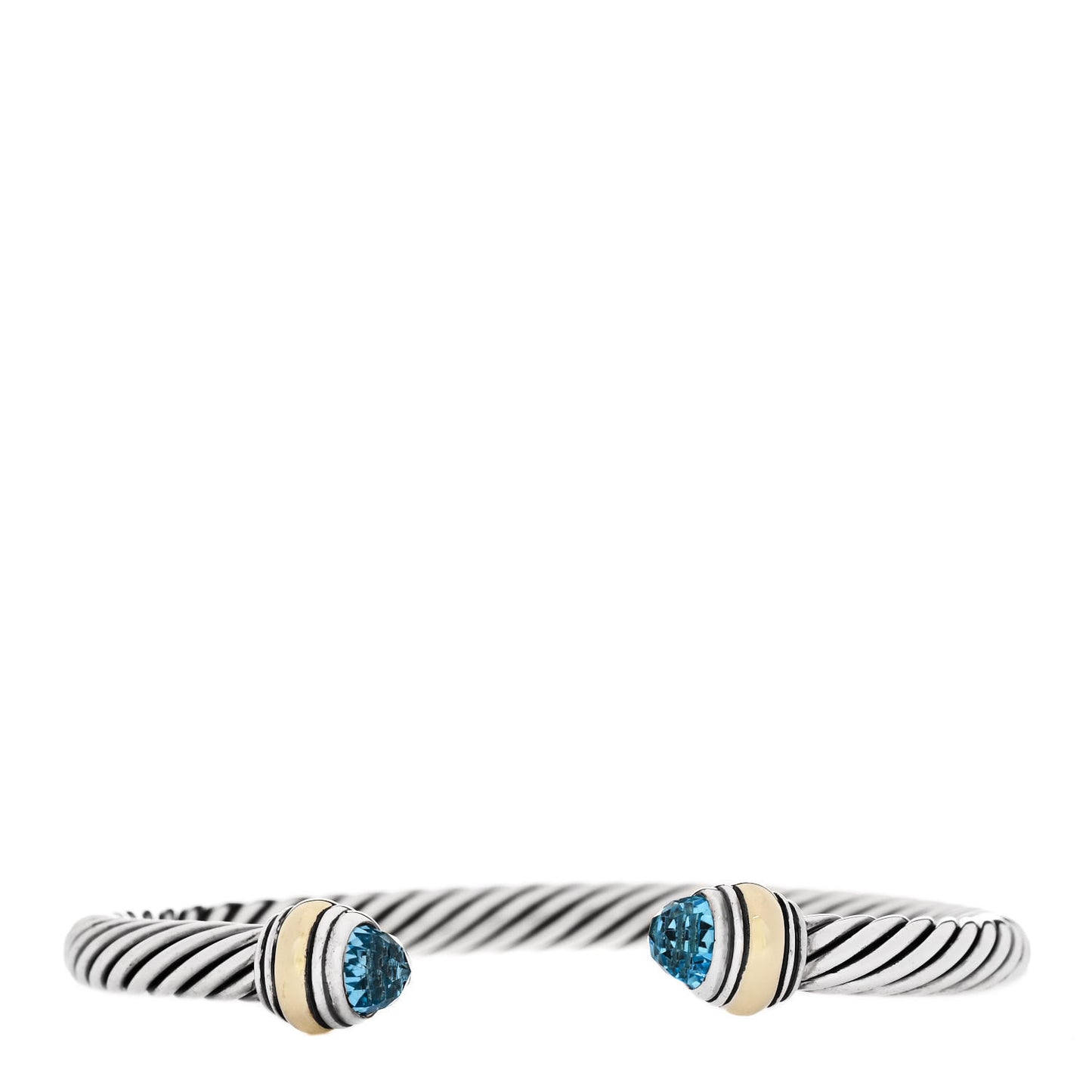 Sterling Silver 14K Yellow Gold Blue Topaz 5mm Cable Classics Bracelet