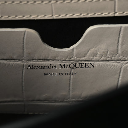 Alexander McQueen Calfskin Crocodile Embossed Jeweled Shoulder Bag White 10 of 19