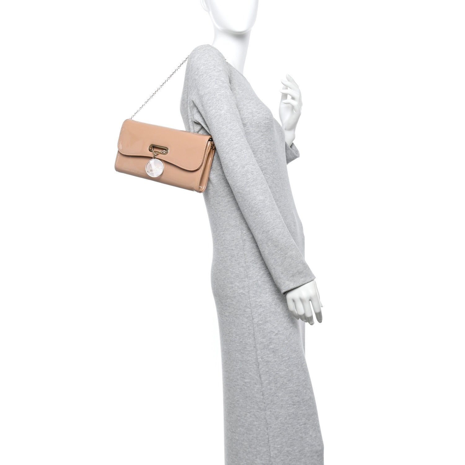 Christian Louboutin Patent Riviera Clutch Nude 1797272 – FASHIONPHILE