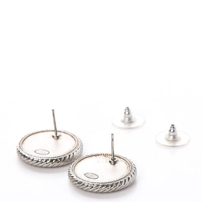 Chanel Baguette Crystal CC Earrings Silver Light Blue 3 of 5