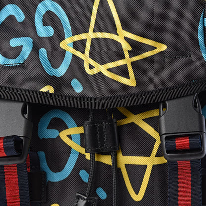 Gucci Techno Canvas GucciGhost Double Buckle Backpack Black New Acquamarine 11 of 11