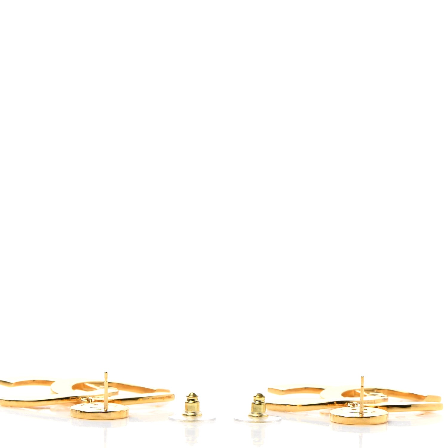 Chanel Metal Large Paris Button Earrings Gold 3 of 5