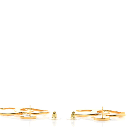 Chanel Metal Large Paris Button Earrings Gold 3 of 5