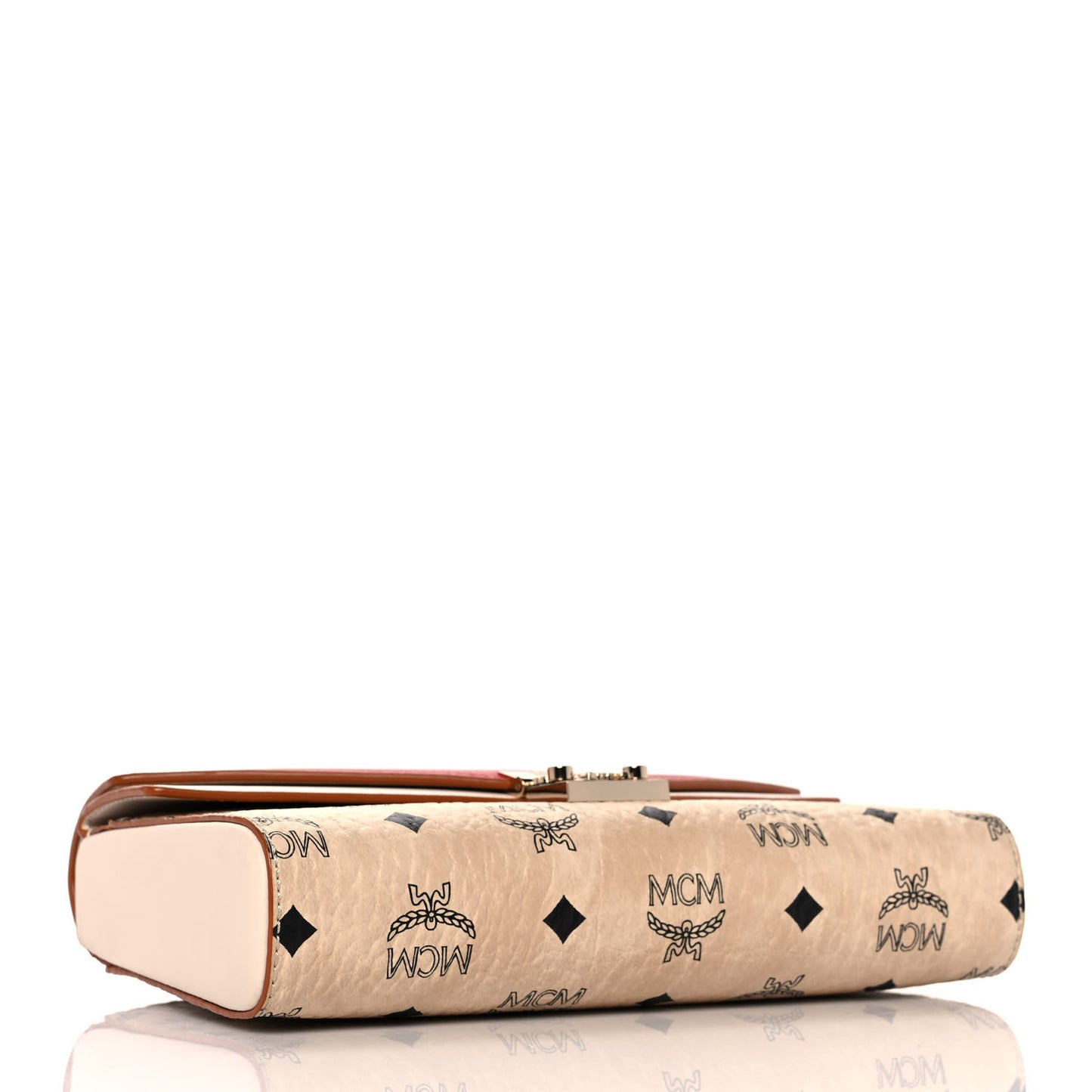 Calfskin Visetos Monogram Millie Color Block Crossbody Bag Beige Red