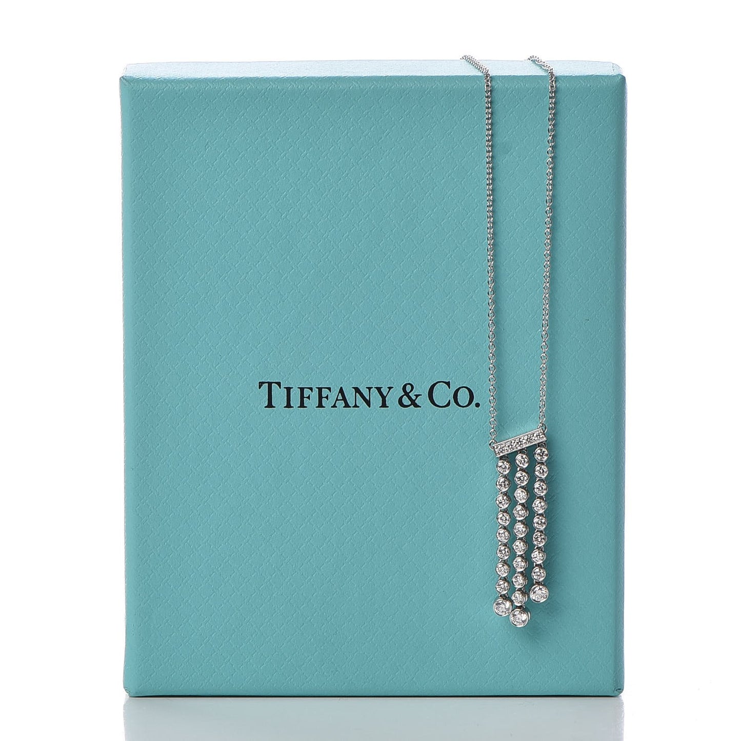 Platinum Diamond Jazz Triple Drop Pendant Necklace