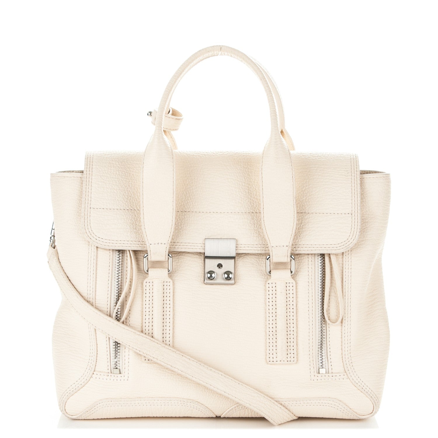 3.1 Phillip Lim 3.1 Textured Calfskin Medium Pashli Satchel Milk 1 of 7