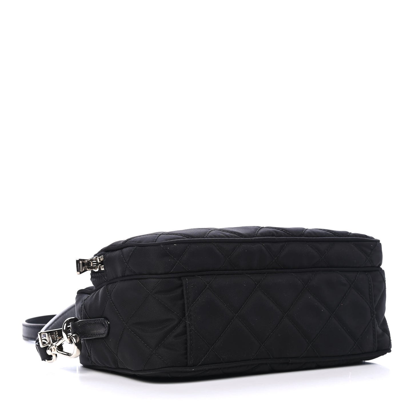 Nylon Tessuto Impuntu Quilted Crossbody Bag Black