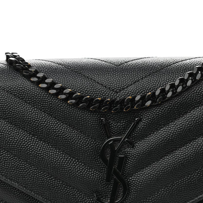 Saint Laurent Grain De Poudre Matelasse Chevron Monogram Chain Wallet Black 11 of 11