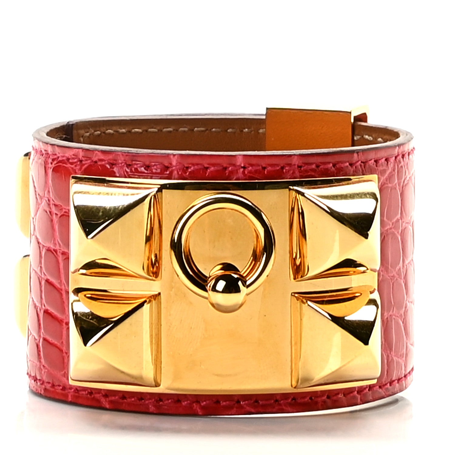 Hermes Shiny Alligator Collier De Chien CDC Bracelet S Bougainvillea 1 of 6
