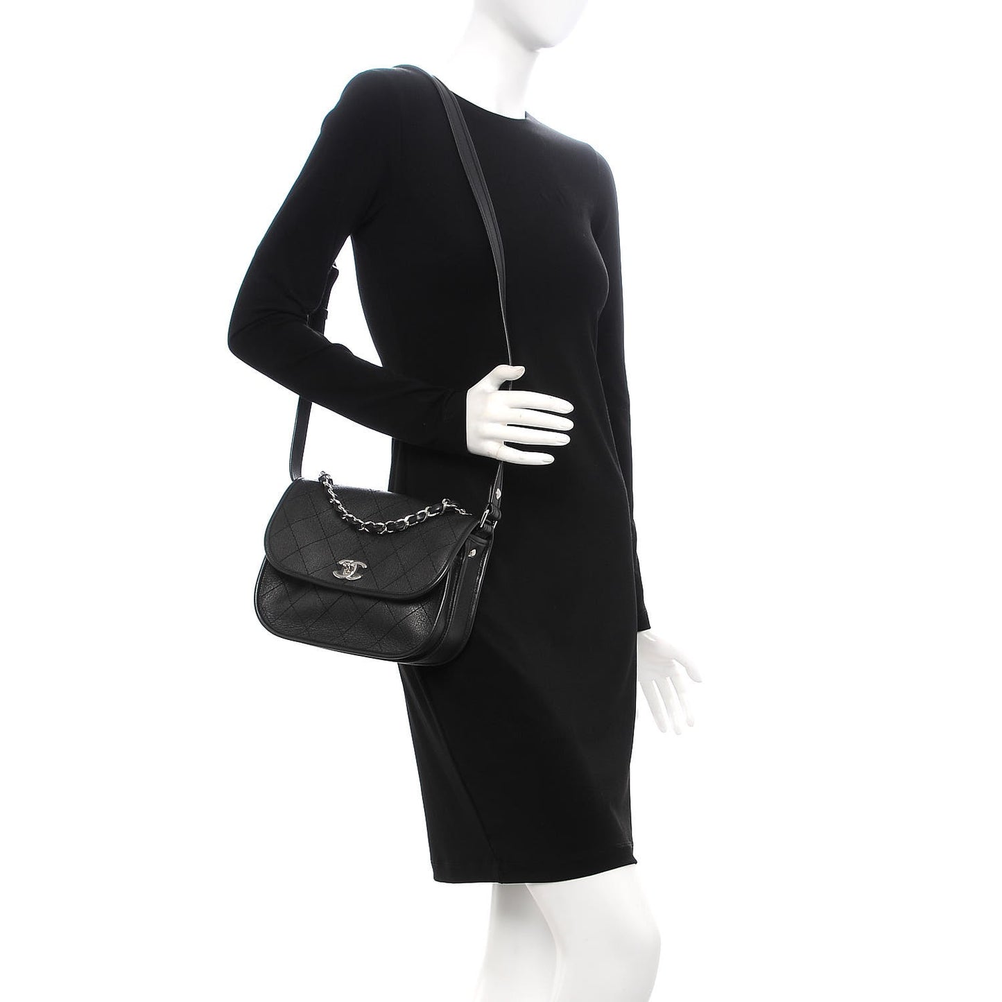 Calfskin Quilted Jungle Stroll Messenger Bag Black