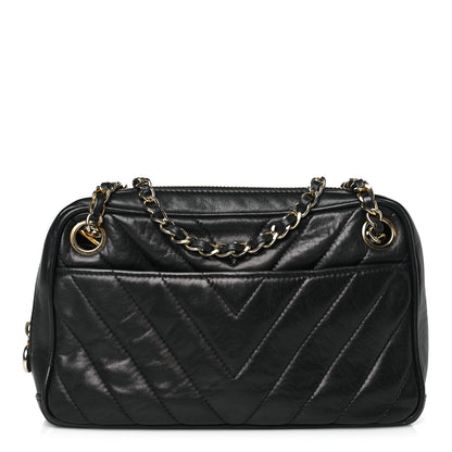 Chanel Lambskin Chevron Quilted Small Camera Case Black 1 of 10