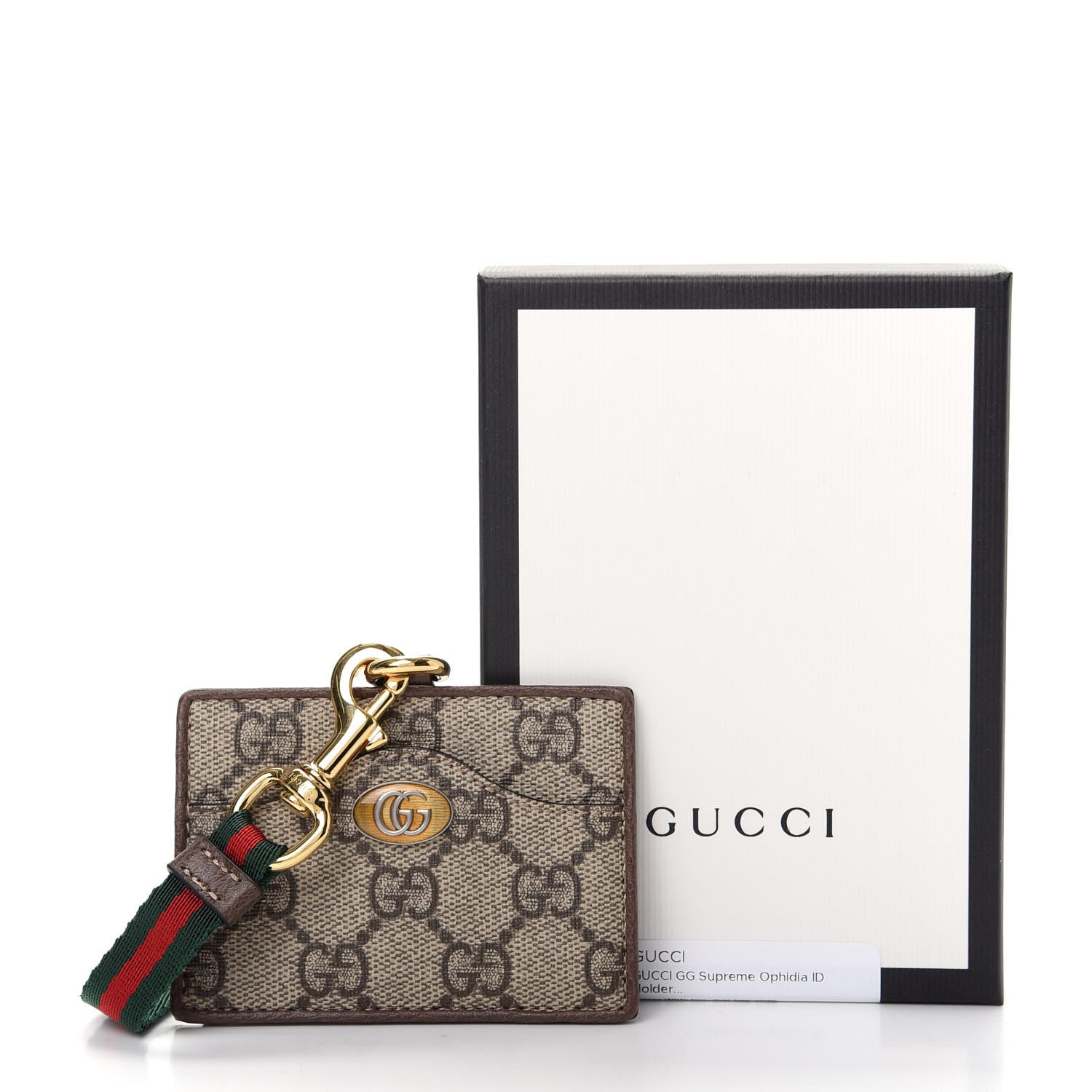 Gucci GG Supreme Monogram Ophidia ID Holder Beige Ebony New Acero 7 of 7
