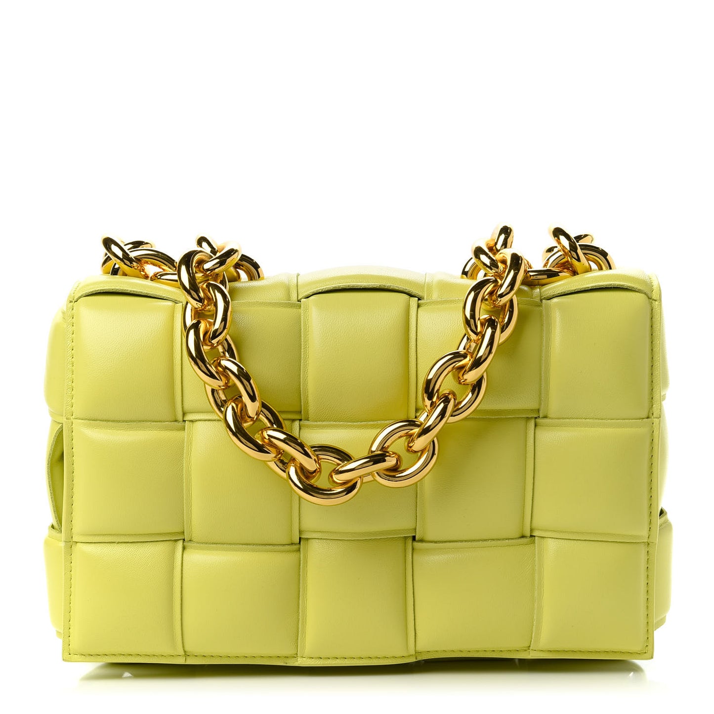 Lambskin Maxi Intreccio Padded Chain Cassette Crossbody Bag Kiwi