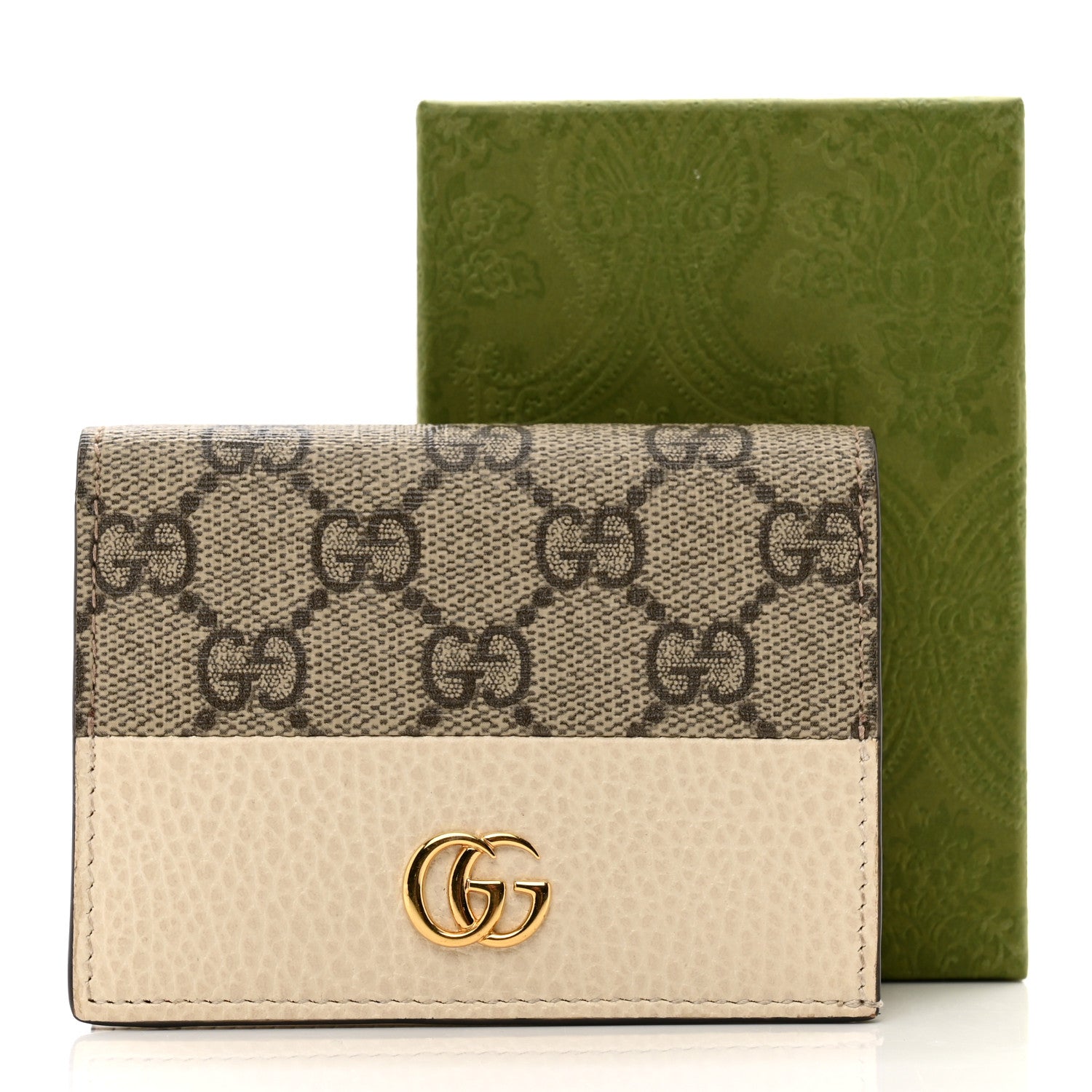 Gucci Dollar Calfskin GG Supreme Monogram GG Marmont Card Case Mystic White Beige Ebony 8 of 8