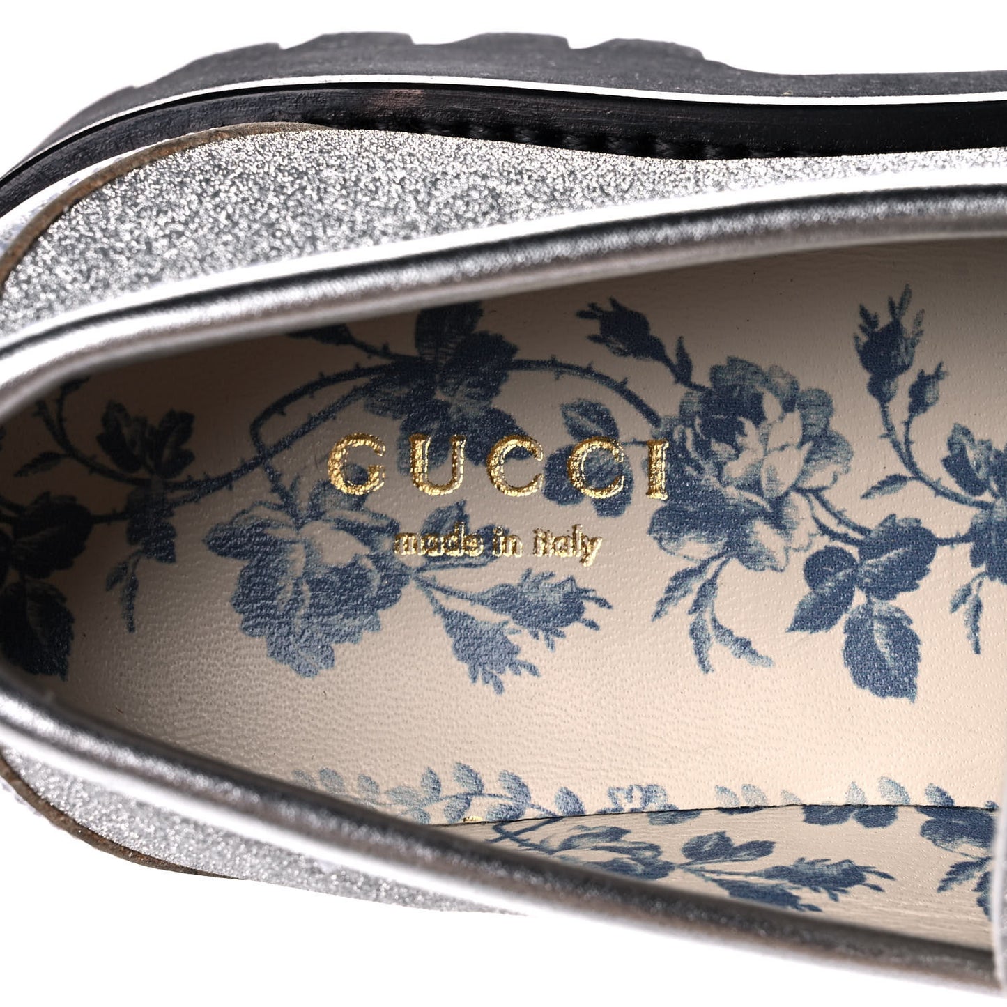 Mini Diamond Storm Silk Calfskin Womens Harald Horsebit 25mm Platform Loafers 36 Silver
