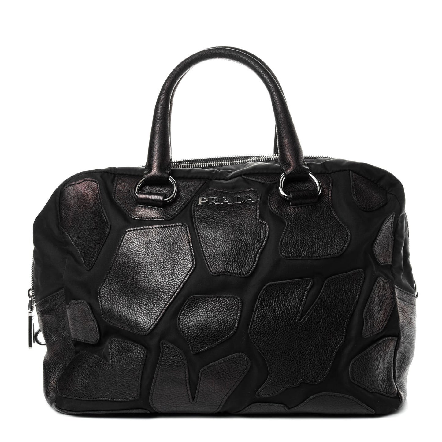Tessuto Nylon Vitello Satchel Black