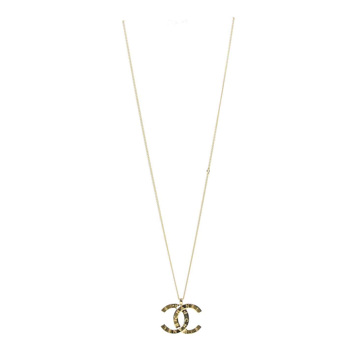 Metal CC Paris Button Necklace Gold