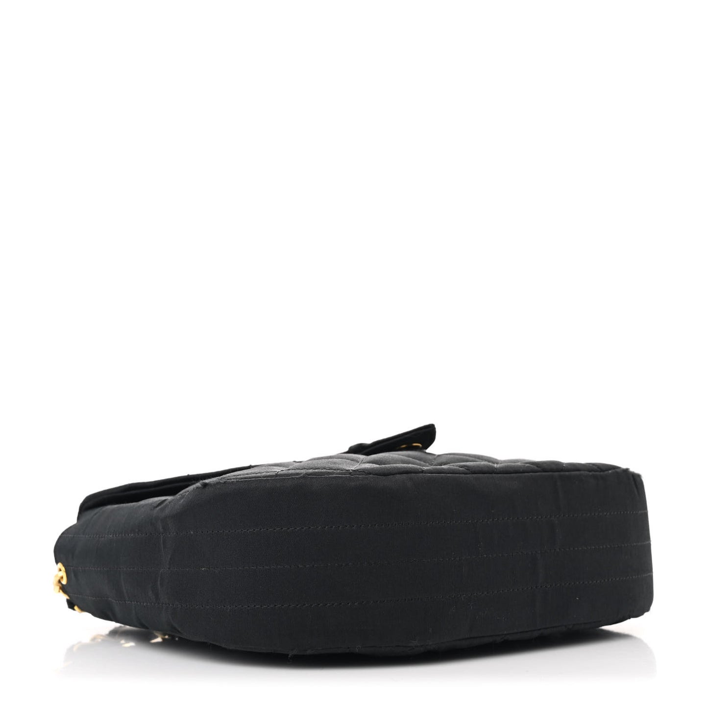 Satin Quilted Half Moon Flap Black