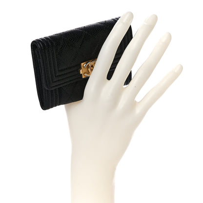 Chanel Caviar Quilted Boy Flap Card Holder Black 2 of 16