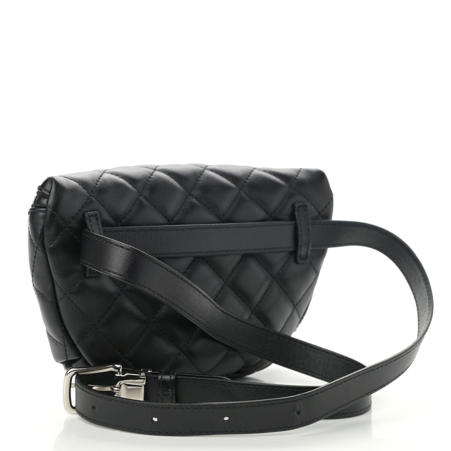 Lambskin Quilted Waist Belt Bag Black