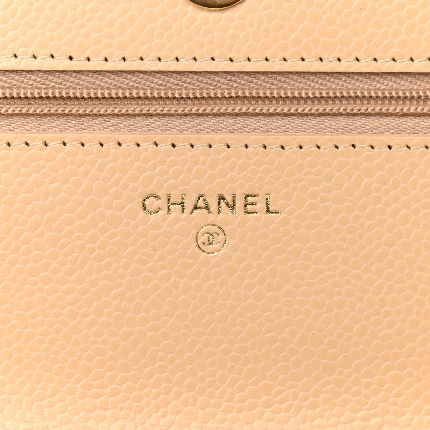 Caviar Quilted Wallet On Chain WOC Beige