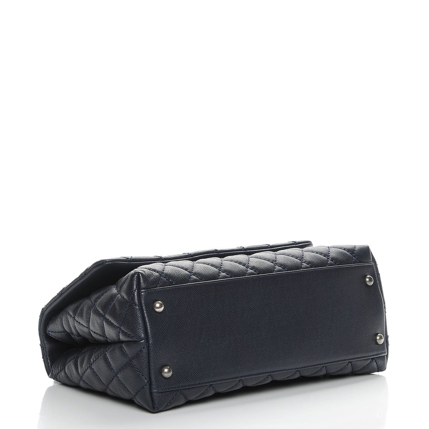 Caviar Lizard Quilted Small Coco Handle Flap Navy