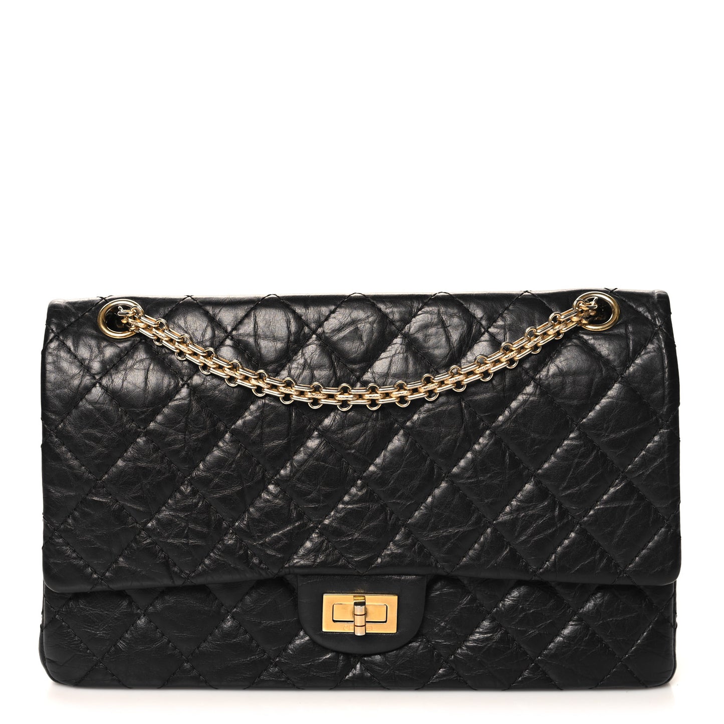 Aged Calfskin Quilted 2.55 Reissue 226 Flap Black