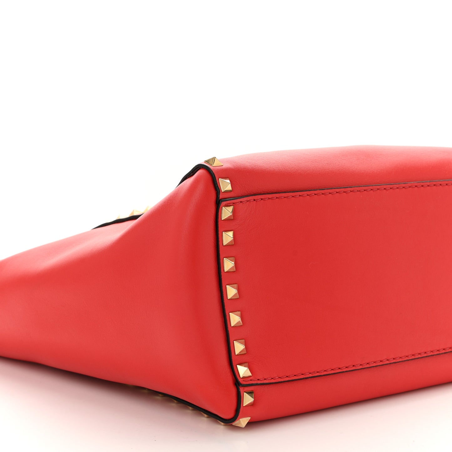 Vitello Rockstud Double Handle Tote Deep Orange