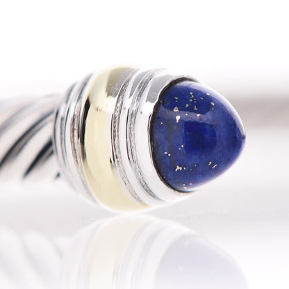 David Yurman Sterling Silver 14K Yellow Gold Lapis Lazuli 5mm Cable Classics Bracelet 3 of 6