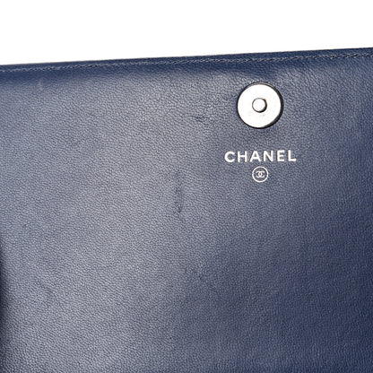 Chanel Lambskin Quilted Boy Wallet On Removable Chain WOC Navy Blue 11 of 18