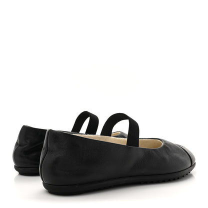 Chanel Lambskin Cap Toe CC Mary Jane Flats 37 Black 5 of 9
