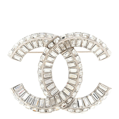 Chanel Baguette Crystal CC Brooch Silver 1 of 4