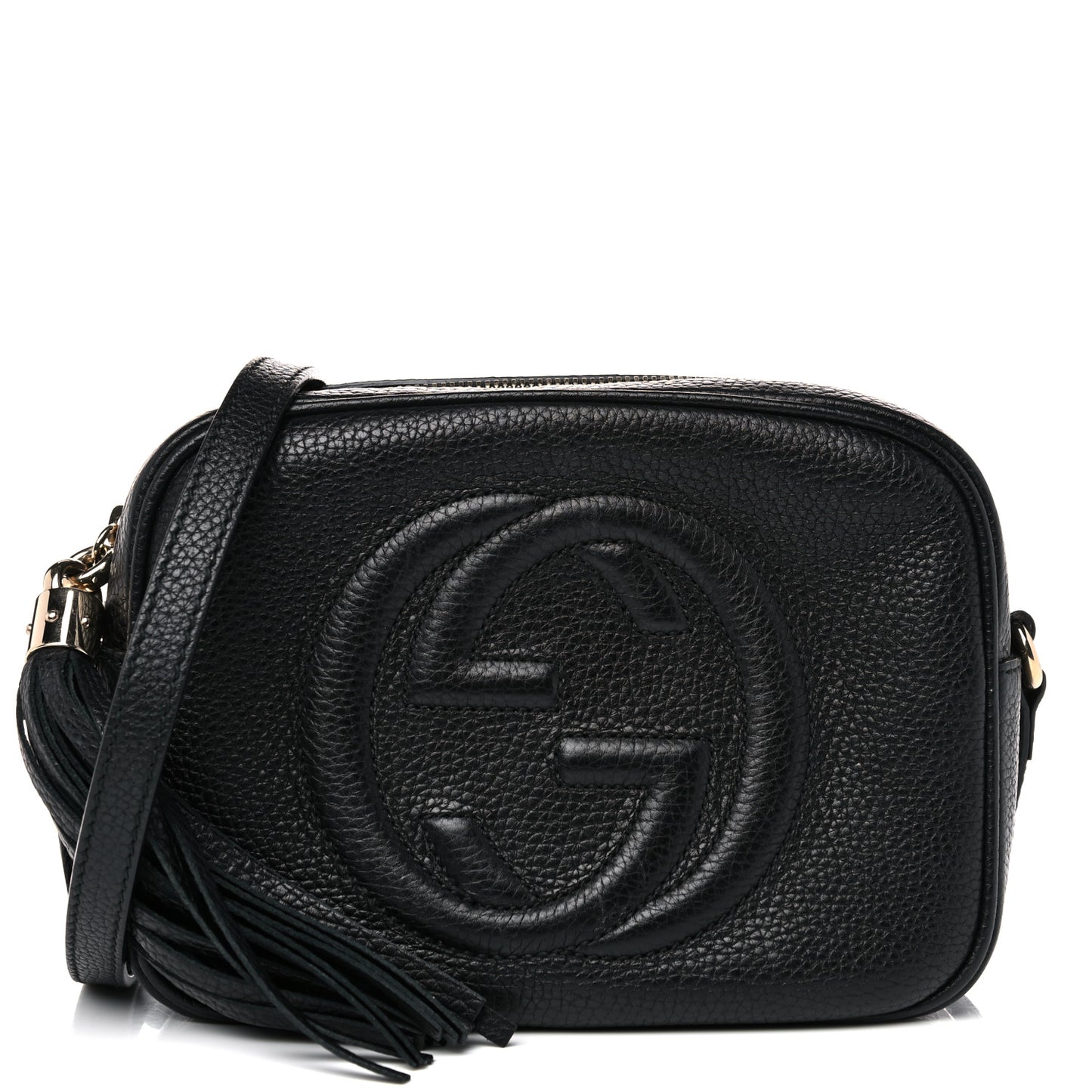 Pebbled Calfskin Small Soho Disco Bag Black