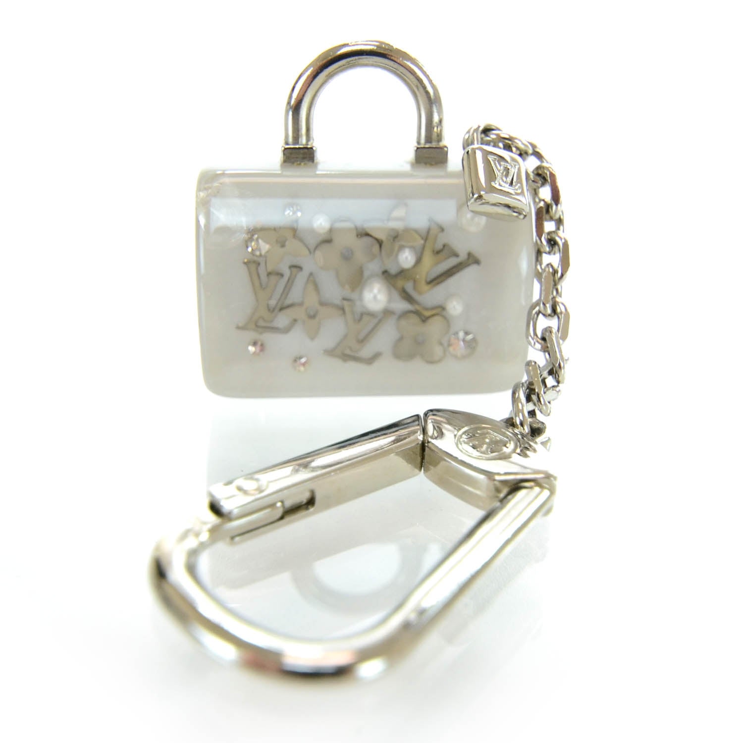 Louis Vuitton Resin Inclusion Speedy Bag Charm Key Chain Beige 2 of 5