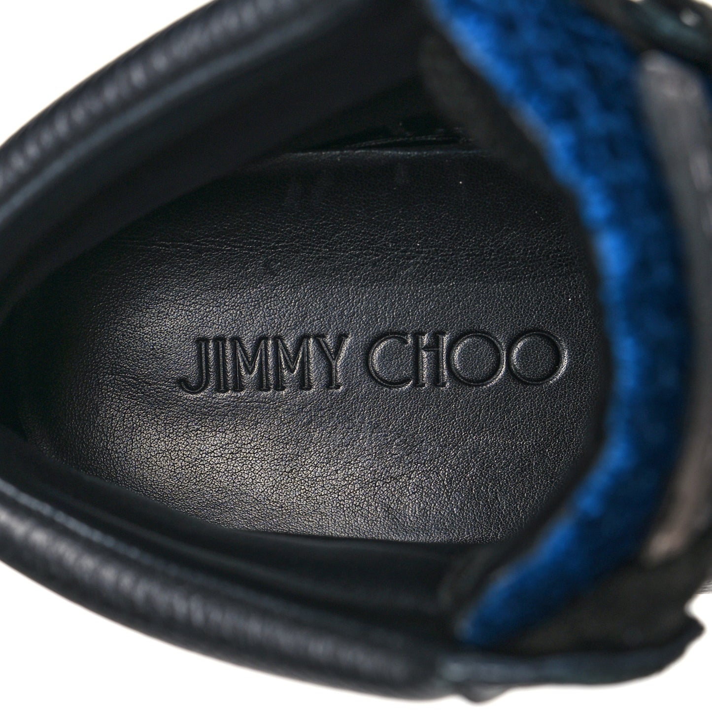 Calfskin Suede Studded Mens High Top Sneaker 42 Black Blue