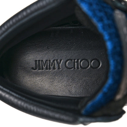 Jimmy Choo Calfskin Suede Studded Mens High Top Sneaker 42 Black Blue 7 of 8