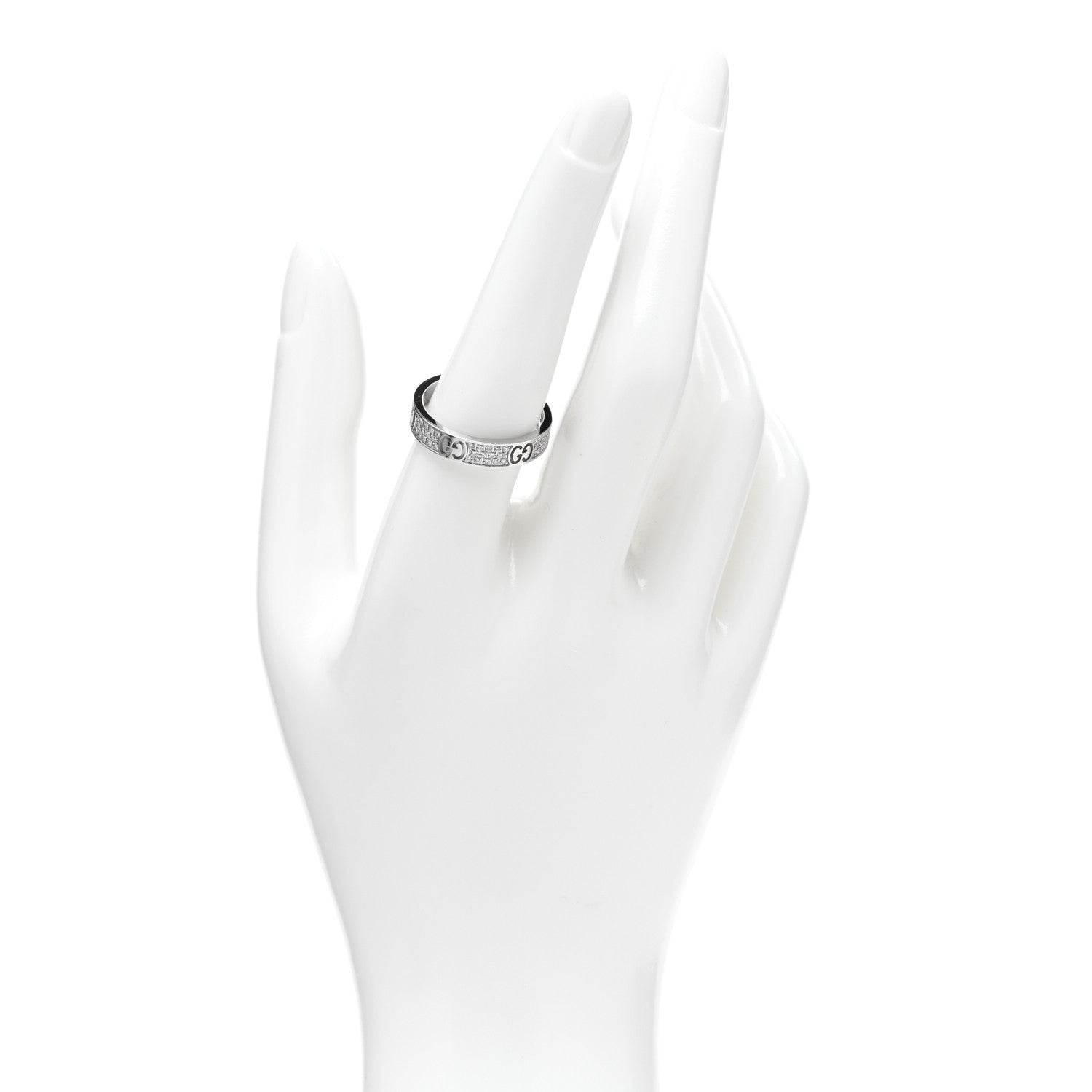 Gucci 18K White Gold Diamond Icon Stardust Band Ring 58 8.25 2 of 4