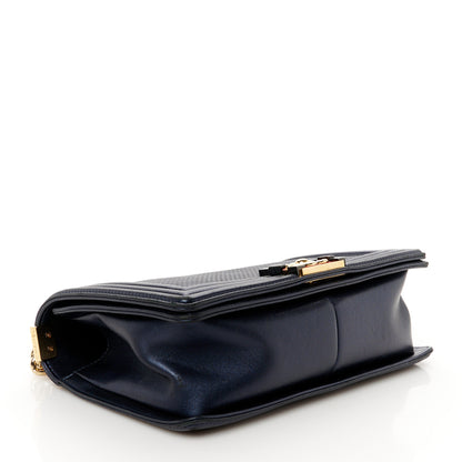 Chanel Lambskin Embossed Medium Boy Cube Flap Navy 4 of 10