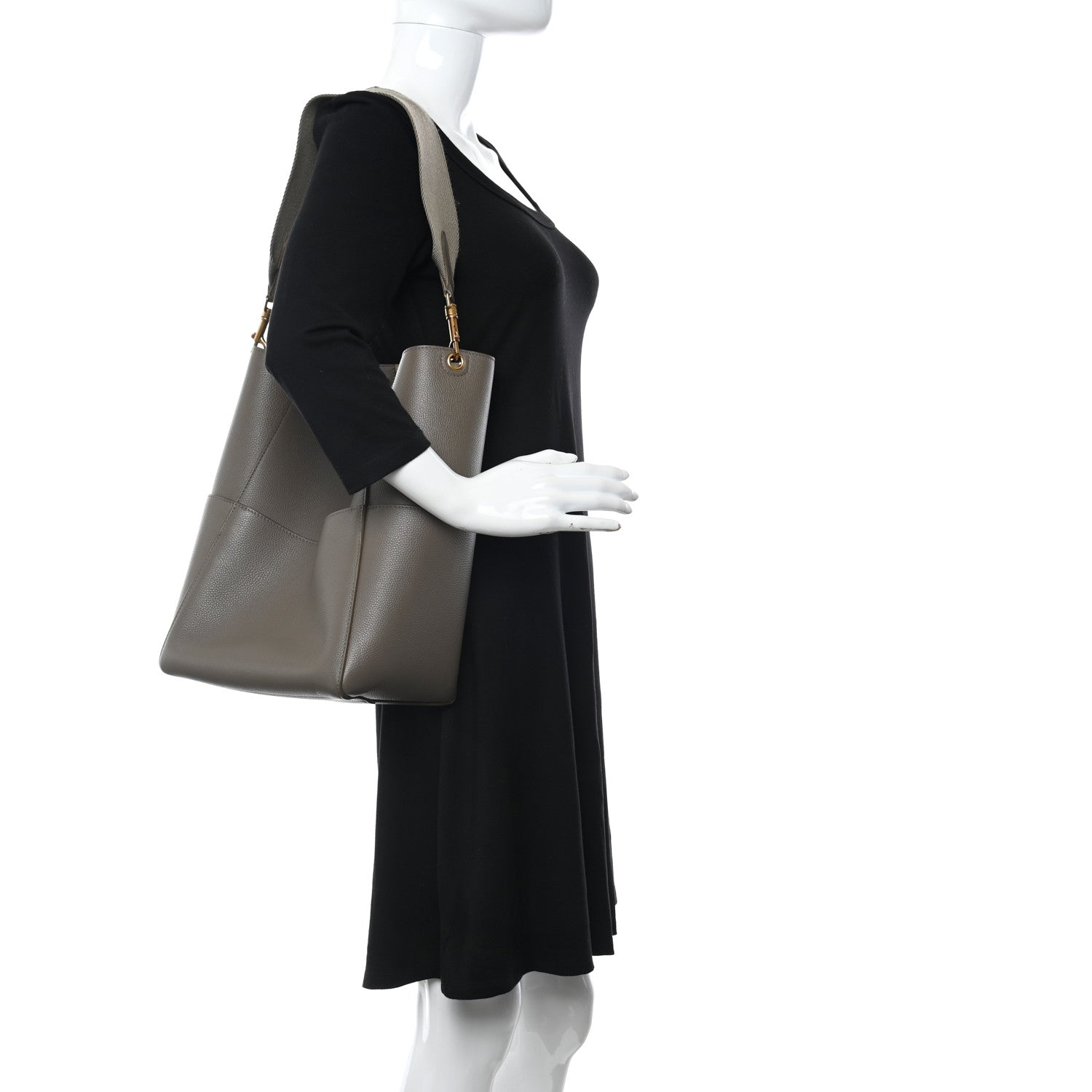 Celine Soft Grained Calfskin Sangle Bucket Bag Taupe 2 of 10