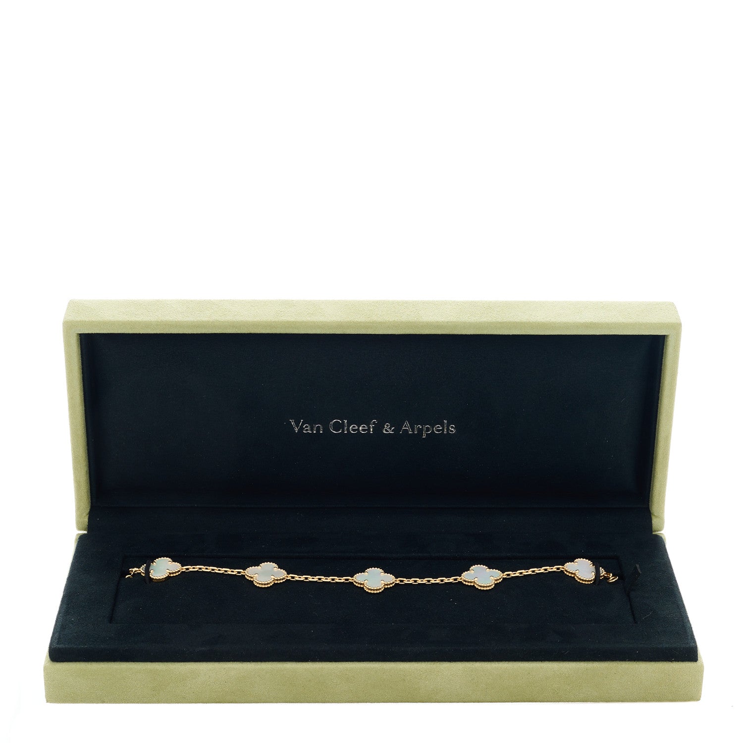 Van Cleef & Arpels 18K Yellow Gold Mother of Pearl 5 Motifs Vintage Alhambra Bracelet 5 of 5